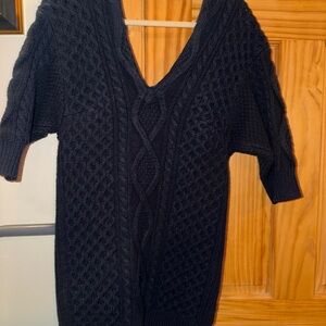 3.1 Phillip Lim Navy V-Neck Cable Knit Sweater